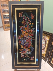 گل و پرنده رانر امیر زمینه مشکی تکرار
